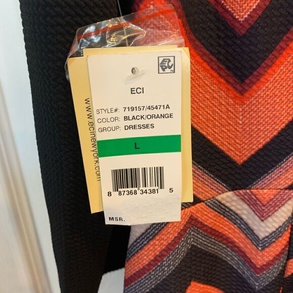 ECI New York Orange and Black Chevron Print Dress - Picture 9 of 11